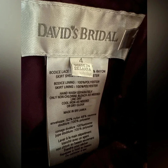 David’s Bridal body lace plum dress size 4 - Picture 12 of 16